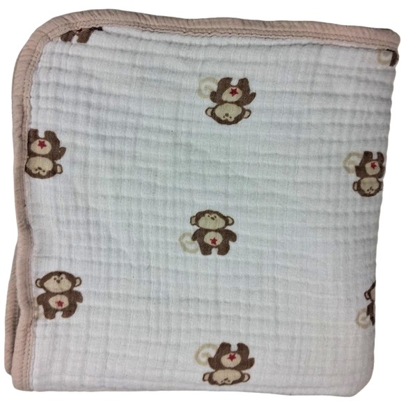 Other - Aden Anais Beige Thick Monkey Red Star‎ Baby Blanket Tan  Muslin 40x40 + Lovey